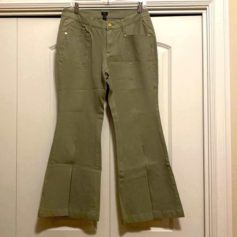 G.I.L.I Wide Leg Pant Womens 12P Split Front Hem Stretch Western coastal cowgirl